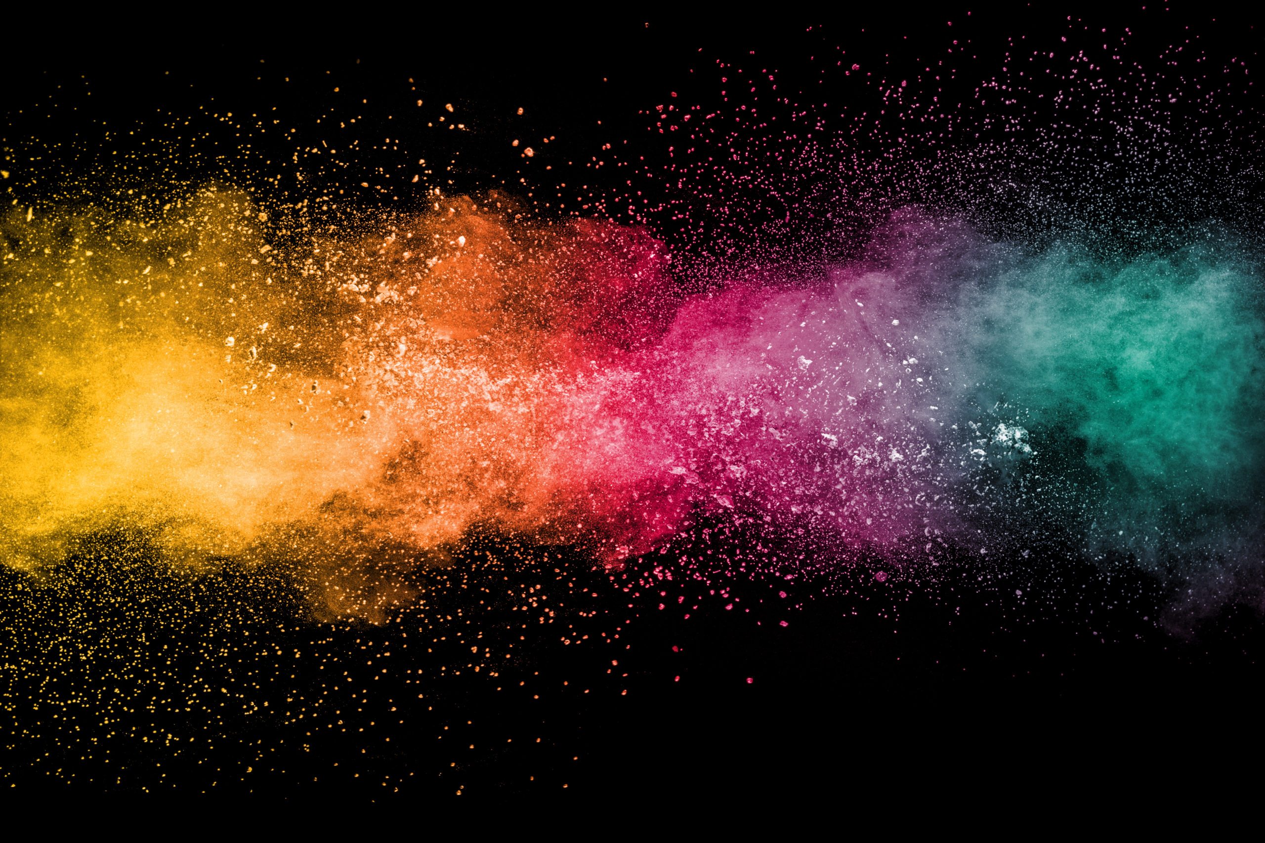 Colorful background of pastel powder  color dust splash on  black background. - powder flow